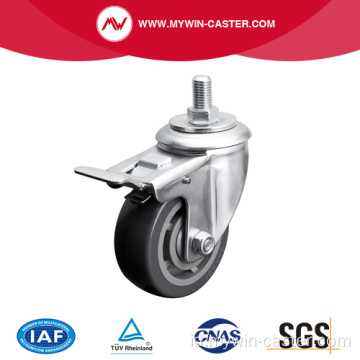 Medium 4 Inch 200Kg Threaded Brake Caster PU